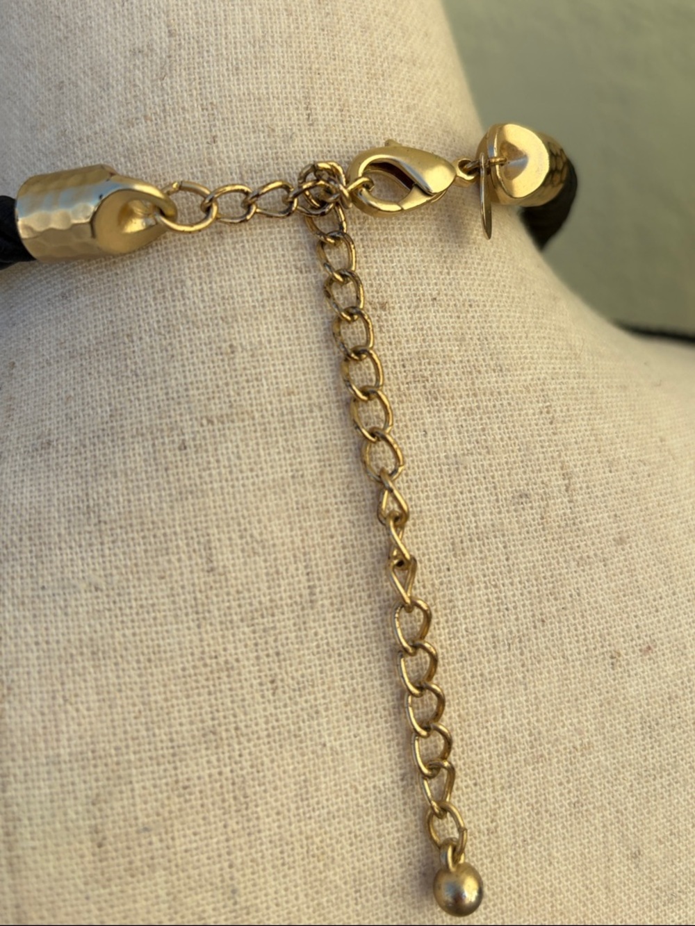 Chico's Hammered Gold Crescent Pendant on Black Rope - Picture 5 of 8